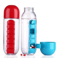 2-in-1 Portable 7-grid Medicine Case 600ML Water Cup