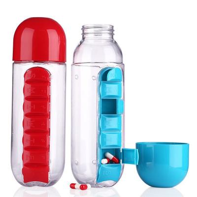 2-in-1 Portable 7-grid Medicine Case 600ML Water Cup