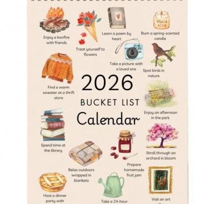 2026 Bucket List Illustrated Calendar