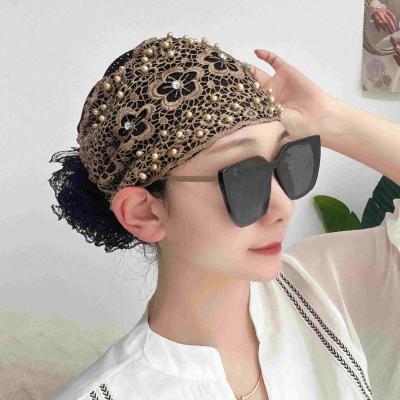 Women's Floral Pearl Lace Headwrap