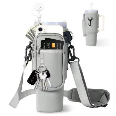 Bottle Carrier Bag for 40oz Tumbler With Keychain – Insulated Crossbody Holder