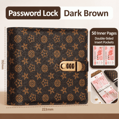 Large-capacity stamped combination lock money book
